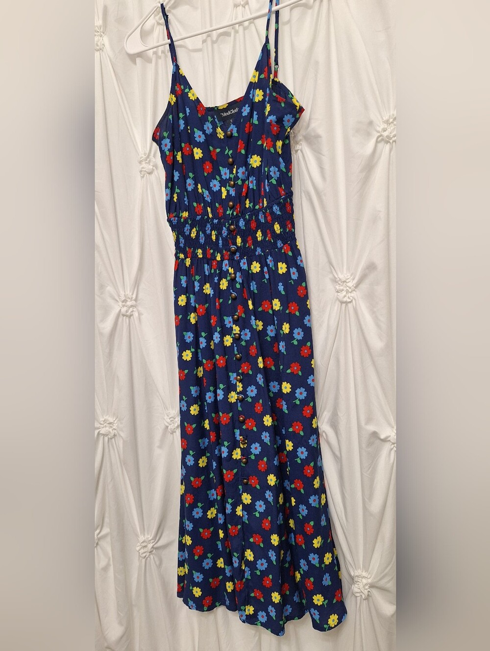 Mod Cloth Navy Floral Maxi Sundress with Spaghetti Straps